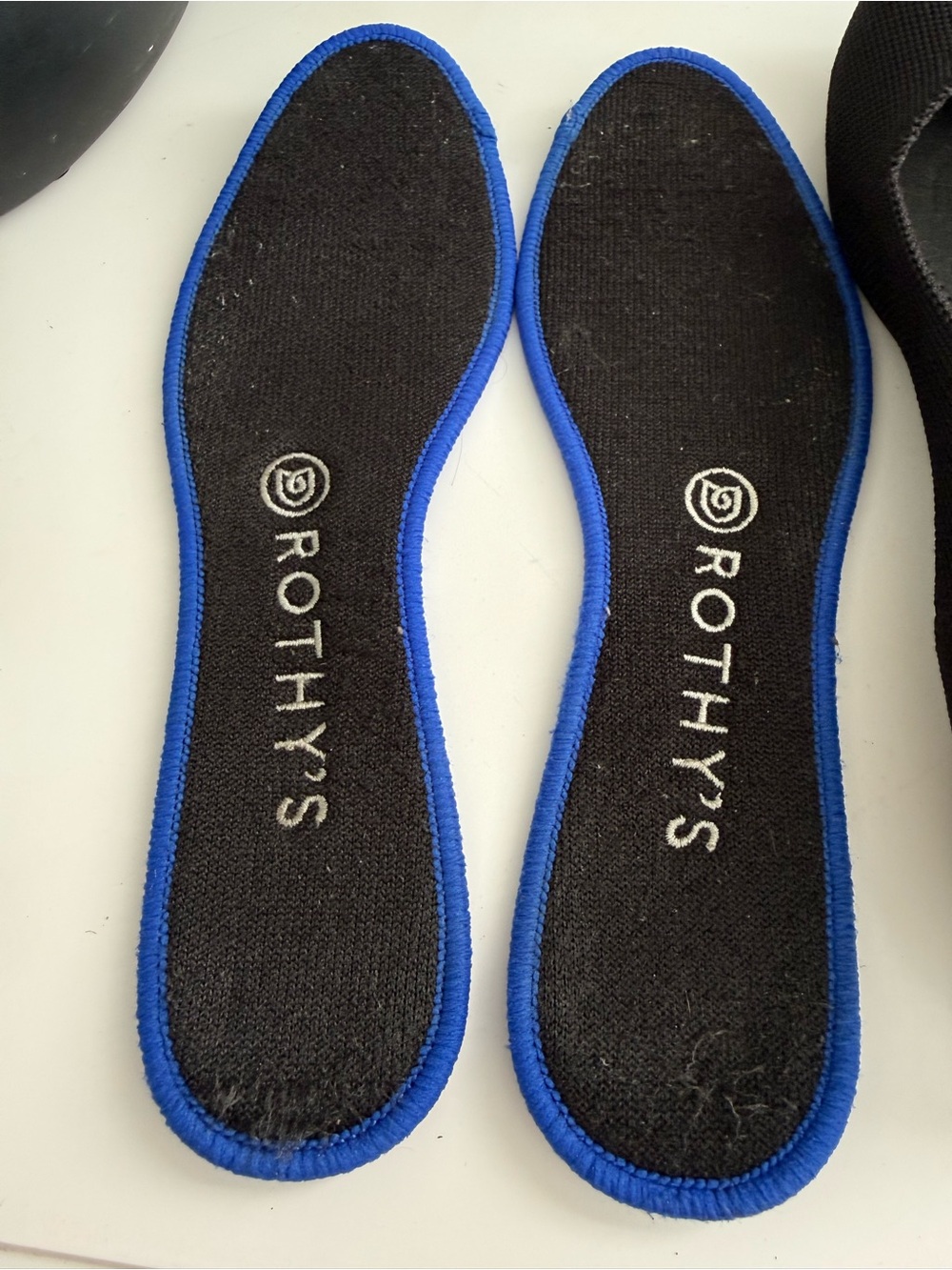 Rothy's the flats round ballet size 8 Black Knit Flats with Blue Trim - Picture 7 of 10